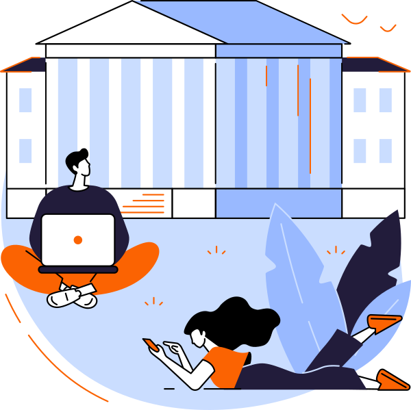 Illustration of students relaxing at school