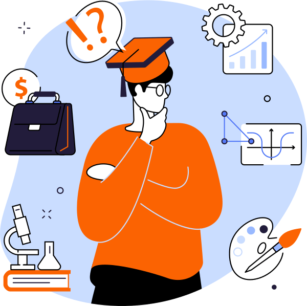 Illustration of teacher figuring out data